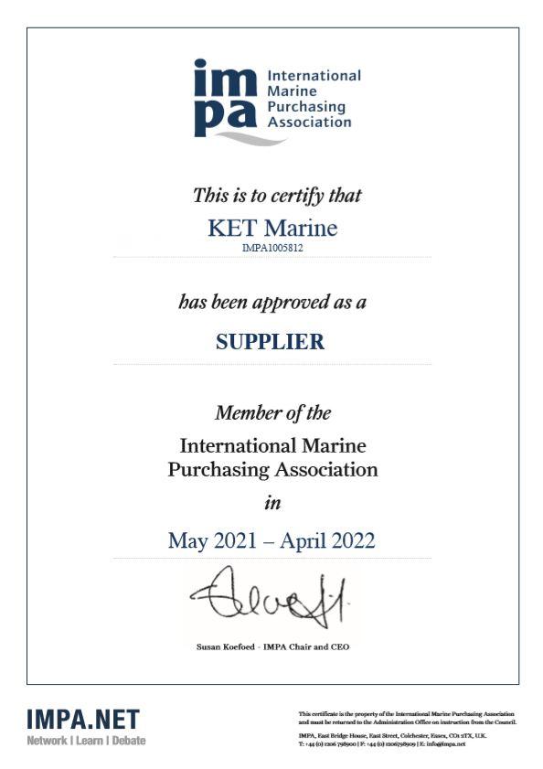 IMPA membership certificate